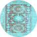 Round Persian Light Blue Traditional Rug, tr331lblu