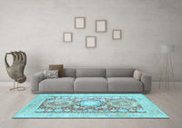 Machine Washable Persian Light Blue Traditional Rug, wshtr331lblu