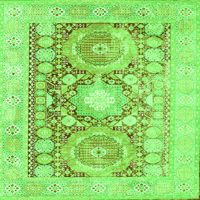 Round Machine Washable Persian Green Traditional Area Rugs, wshtr331grn