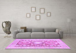 Machine Washable Persian Purple Traditional Area Rugs in a Living Room, wshtr331pur