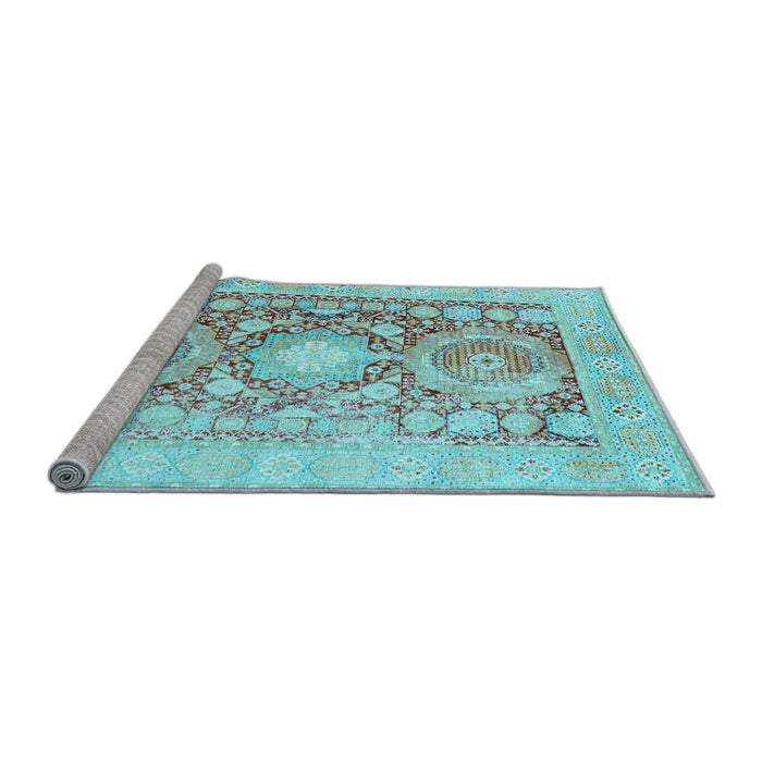 Sideview of Machine Washable Persian Light Blue Traditional Rug, wshtr331lblu