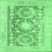 Square Persian Emerald Green Traditional Rug, tr331emgrn