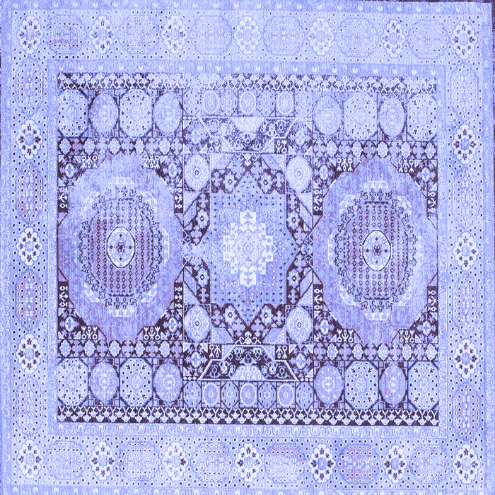Square Machine Washable Persian Blue Traditional Rug, wshtr331blu