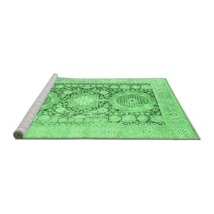 Sideview of Machine Washable Persian Emerald Green Traditional Area Rugs, wshtr331emgrn