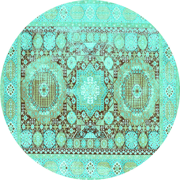 Round Persian Turquoise Traditional Rug, tr331turq