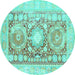 Round Persian Turquoise Traditional Rug, tr331turq