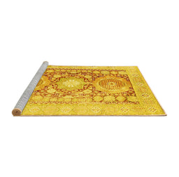 Sideview of Machine Washable Persian Yellow Traditional Rug, wshtr331yw