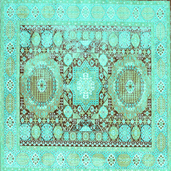 Square Machine Washable Persian Turquoise Traditional Area Rugs, wshtr331turq