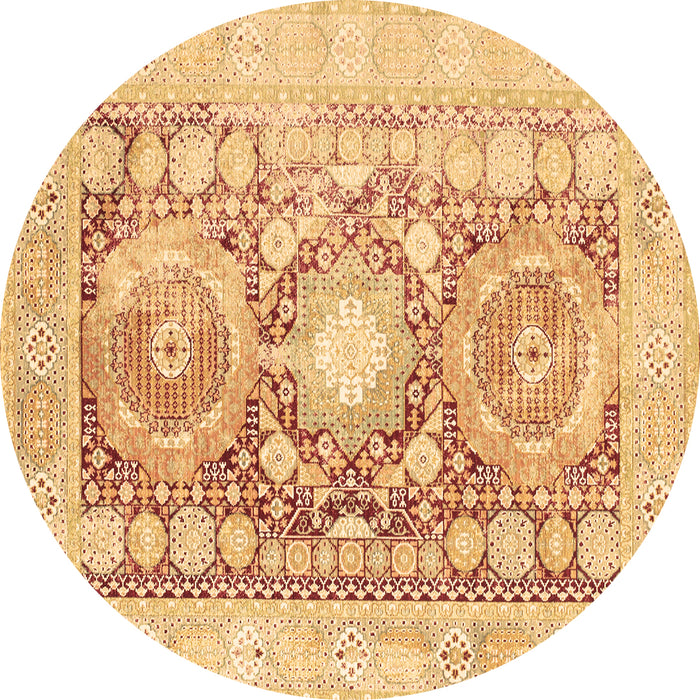 Round Machine Washable Persian Brown Traditional Rug, wshtr331brn