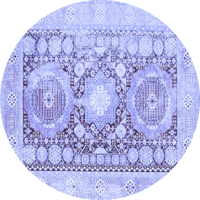 Round Machine Washable Persian Blue Traditional Rug, wshtr331blu