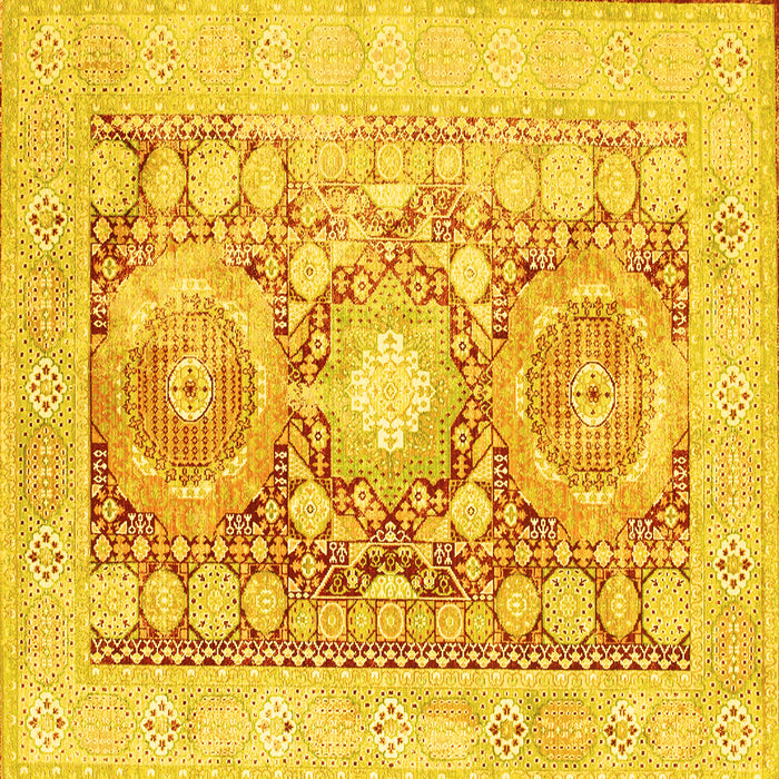 Square Machine Washable Persian Yellow Traditional Rug, wshtr331yw