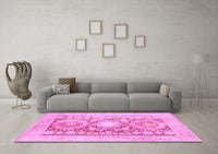 Machine Washable Persian Pink Traditional Rug, wshtr331pnk