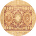 Round Persian Brown Traditional Rug, tr331brn