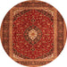 Machine Washable Persian Orange Traditional Area Rugs, wshtr3320org