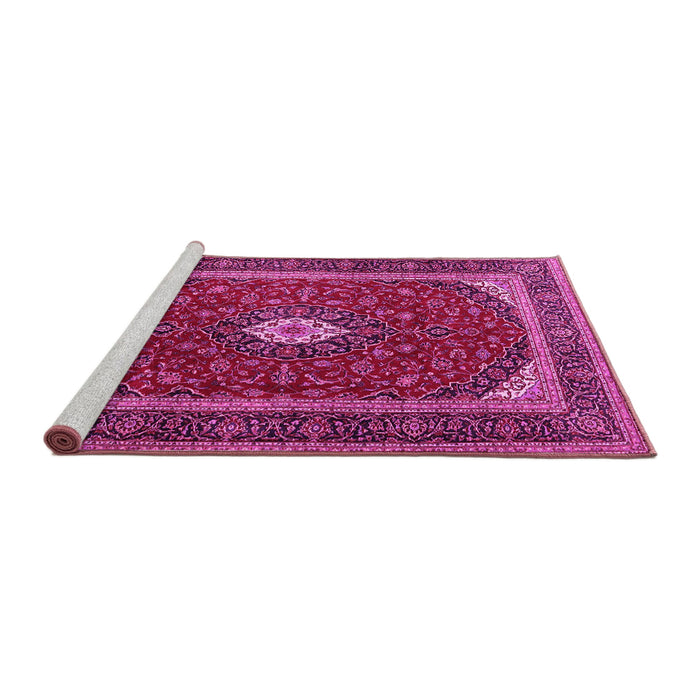 Sideview of Machine Washable Persian Pink Traditional Rug, wshtr3320pnk