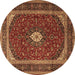 Round Persian Brown Traditional Rug, tr3320brn