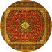 Round Machine Washable Persian Yellow Traditional Rug, wshtr3320yw