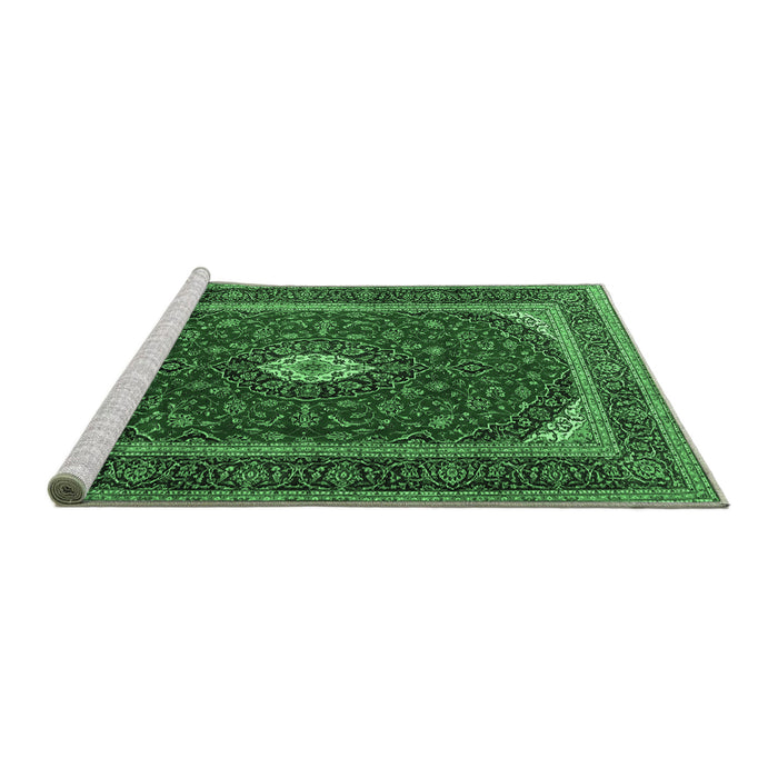 Sideview of Machine Washable Persian Emerald Green Traditional Area Rugs, wshtr3320emgrn