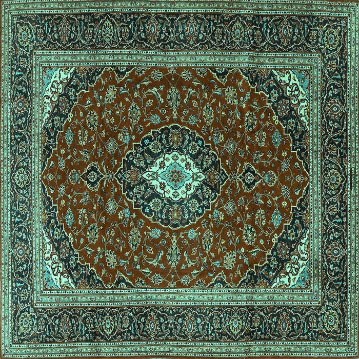 Square Machine Washable Persian Turquoise Traditional Area Rugs, wshtr3320turq
