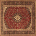 Square Machine Washable Persian Brown Traditional Rug, wshtr3320brn