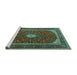 Sideview of Machine Washable Persian Turquoise Traditional Area Rugs, wshtr3320turq