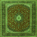 Round Machine Washable Persian Green Traditional Area Rugs, wshtr3320grn