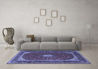 Machine Washable Persian Blue Traditional Rug, wshtr3320blu