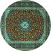 Round Persian Turquoise Traditional Rug, tr3320turq