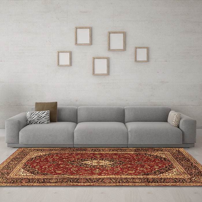 Machine Washable Persian Brown Traditional Rug in a Living Room,, wshtr3320brn