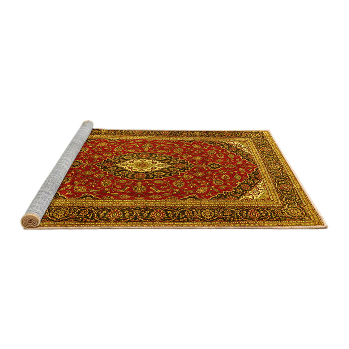 Sideview of Machine Washable Persian Yellow Traditional Rug, wshtr3320yw