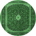 Round Machine Washable Persian Emerald Green Traditional Area Rugs, wshtr3320emgrn