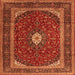 Round Machine Washable Persian Orange Traditional Area Rugs, wshtr3320org