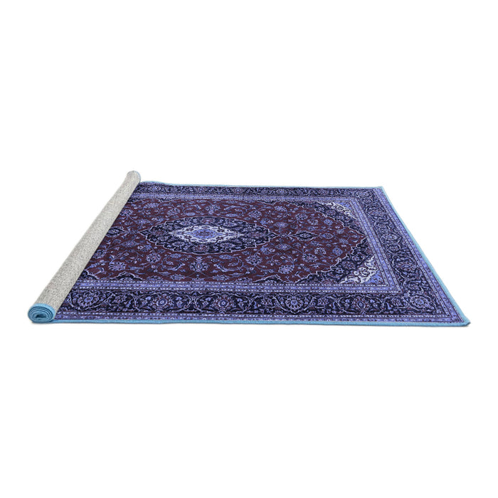 Sideview of Machine Washable Persian Blue Traditional Rug, wshtr3320blu