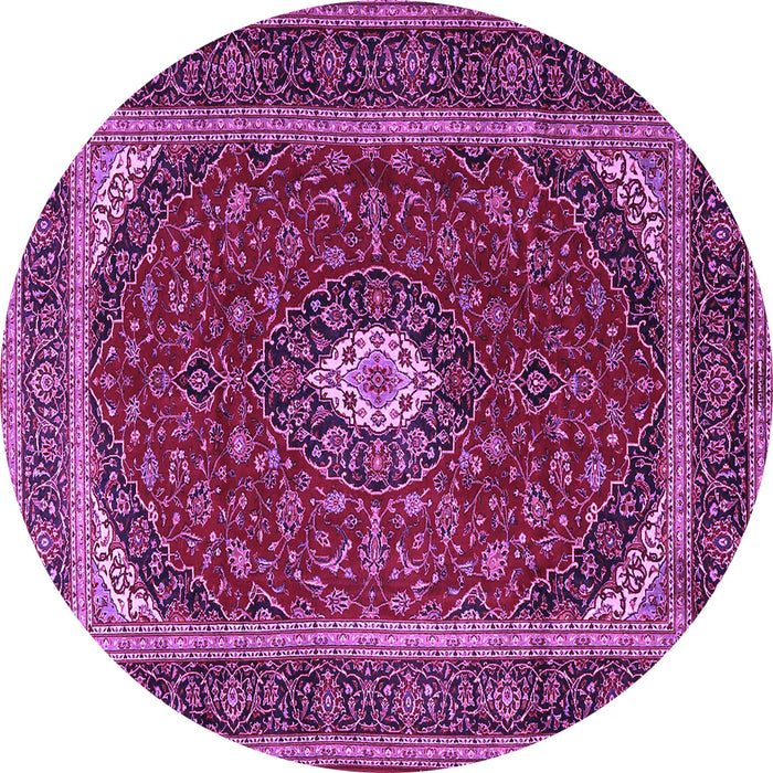 Round Machine Washable Persian Purple Traditional Area Rugs, wshtr3320pur