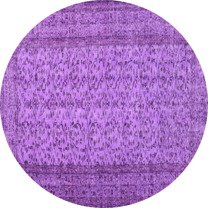 Round Machine Washable Persian Purple Traditional Area Rugs, wshtr3321pur