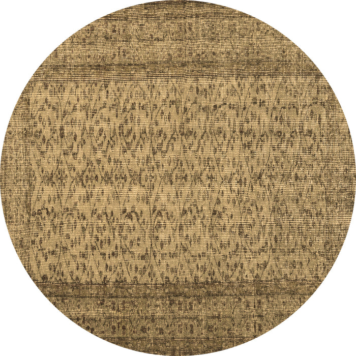 Round Persian Brown Traditional Rug, tr3321brn
