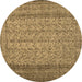 Round Persian Brown Traditional Rug, tr3321brn