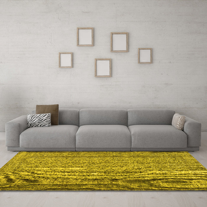 Machine Washable Persian Yellow Traditional Rug in a Living Room, wshtr3321yw