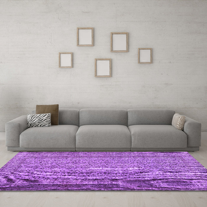 Machine Washable Persian Purple Traditional Area Rugs in a Living Room, wshtr3321pur
