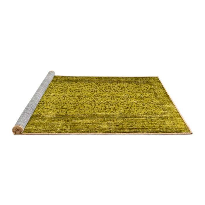 Sideview of Machine Washable Persian Yellow Traditional Rug, wshtr3321yw