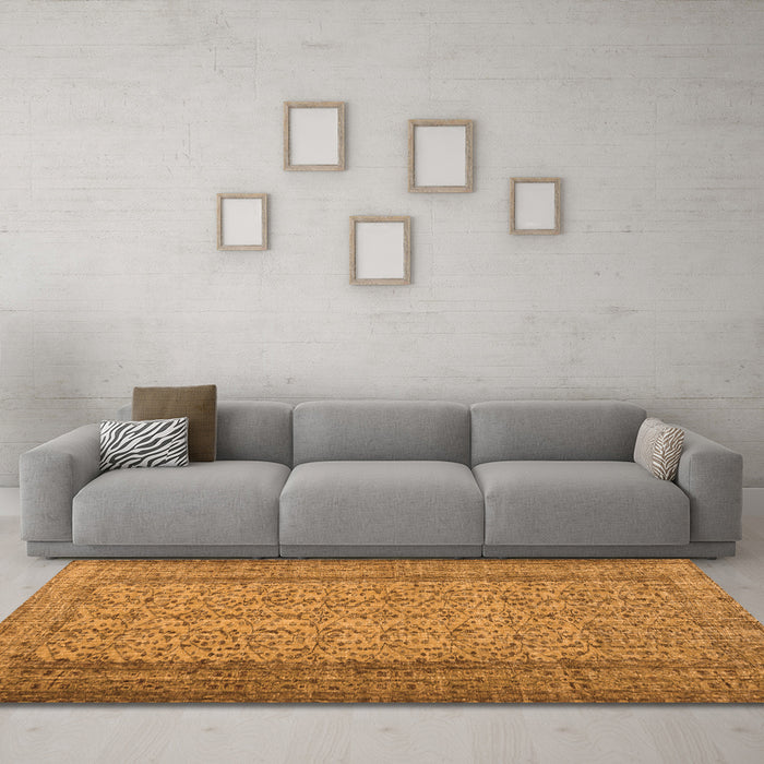Machine Washable Persian Orange Traditional Area Rugs in a Living Room, wshtr3321org