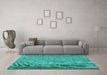 Machine Washable Persian Turquoise Traditional Area Rugs in a Living Room,, wshtr3321turq