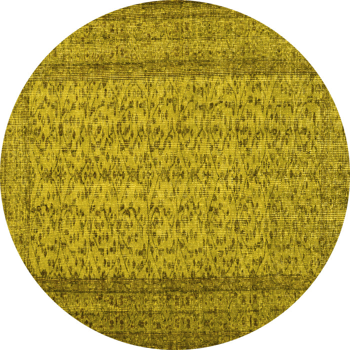 Round Persian Yellow Traditional Rug, tr3321yw