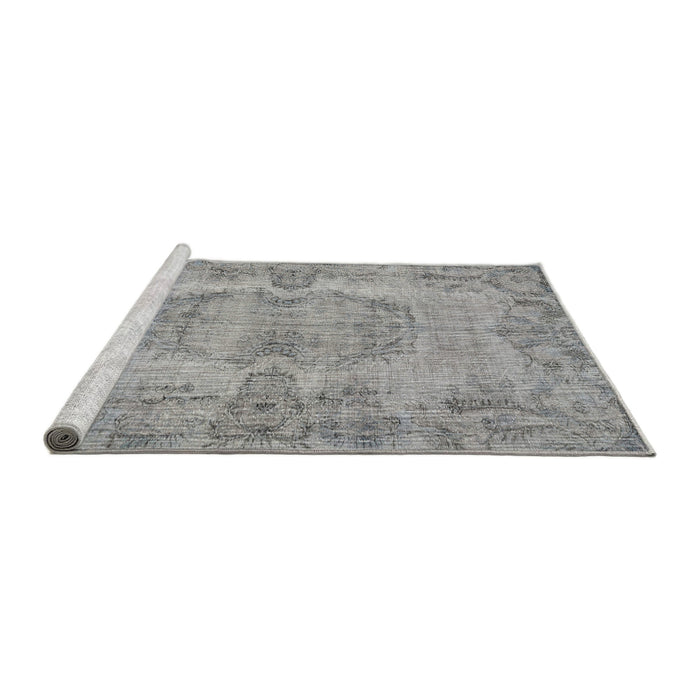 Sideview of Machine Washable Traditional Silver Gray Rug, wshtr3322