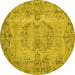 Round Persian Yellow Traditional Rug, tr3322yw