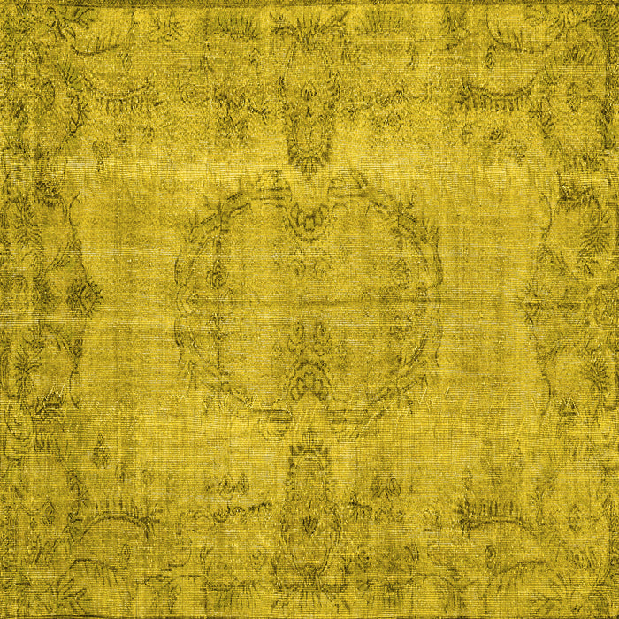 Square Machine Washable Persian Yellow Traditional Rug, wshtr3322yw
