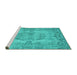 Sideview of Machine Washable Persian Turquoise Traditional Area Rugs, wshtr3322turq