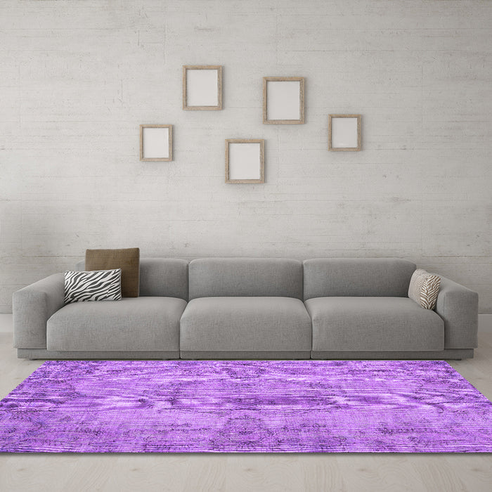 Machine Washable Persian Purple Traditional Area Rugs in a Living Room, wshtr3322pur