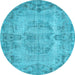 Round Persian Light Blue Traditional Rug, tr3322lblu