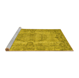 Sideview of Machine Washable Persian Yellow Traditional Rug, wshtr3322yw